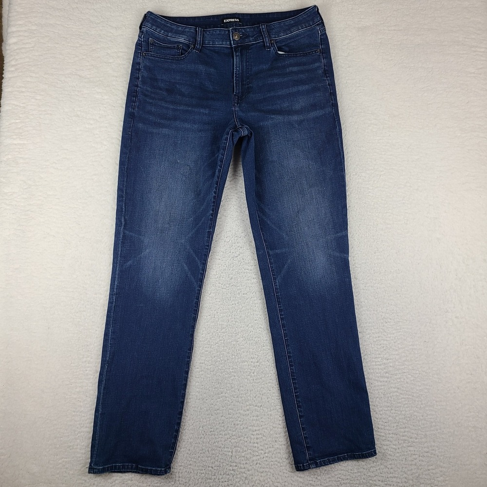 EXPRESS Jeans Mens 34x34 Blue Straight Leg Dark Wash Denim